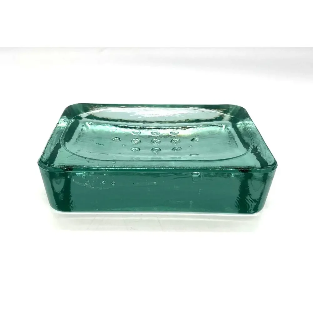 Threshold Recycled Glass Soap Dish Thick Heavy Green Glass